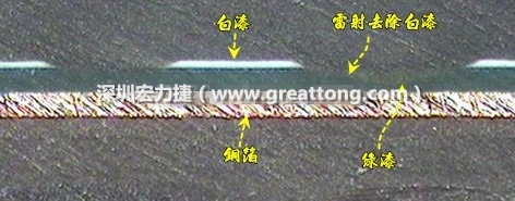 雷射雕刻最主要是去除電路板上的防焊綠漆或是絲印白漆并形成燒焦痕跡，所以在使用雷射雕刻的時候必須特別留意其能量不可以傷到防焊綠漆或是絲印白漆下面的銅箔，最好連銅箔都不要露出來