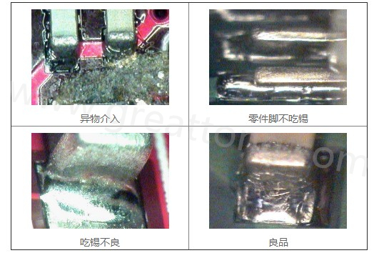 300X顯微鏡主要檢測(cè)這些PCBA加工問(wèn)題：異物介入、零件腳不吃錫、 吃錫不良。