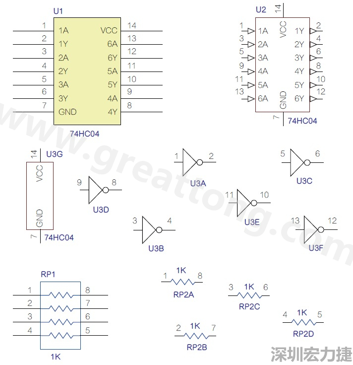 圖1 半導(dǎo)體元件供應(yīng)商所畫的電路圖符號(hào)是模擬元件的接腳圖，而非訊號(hào)流程。