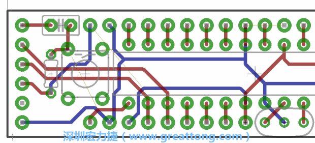 4.2. 然后在電路板的背面進(jìn)行布線。